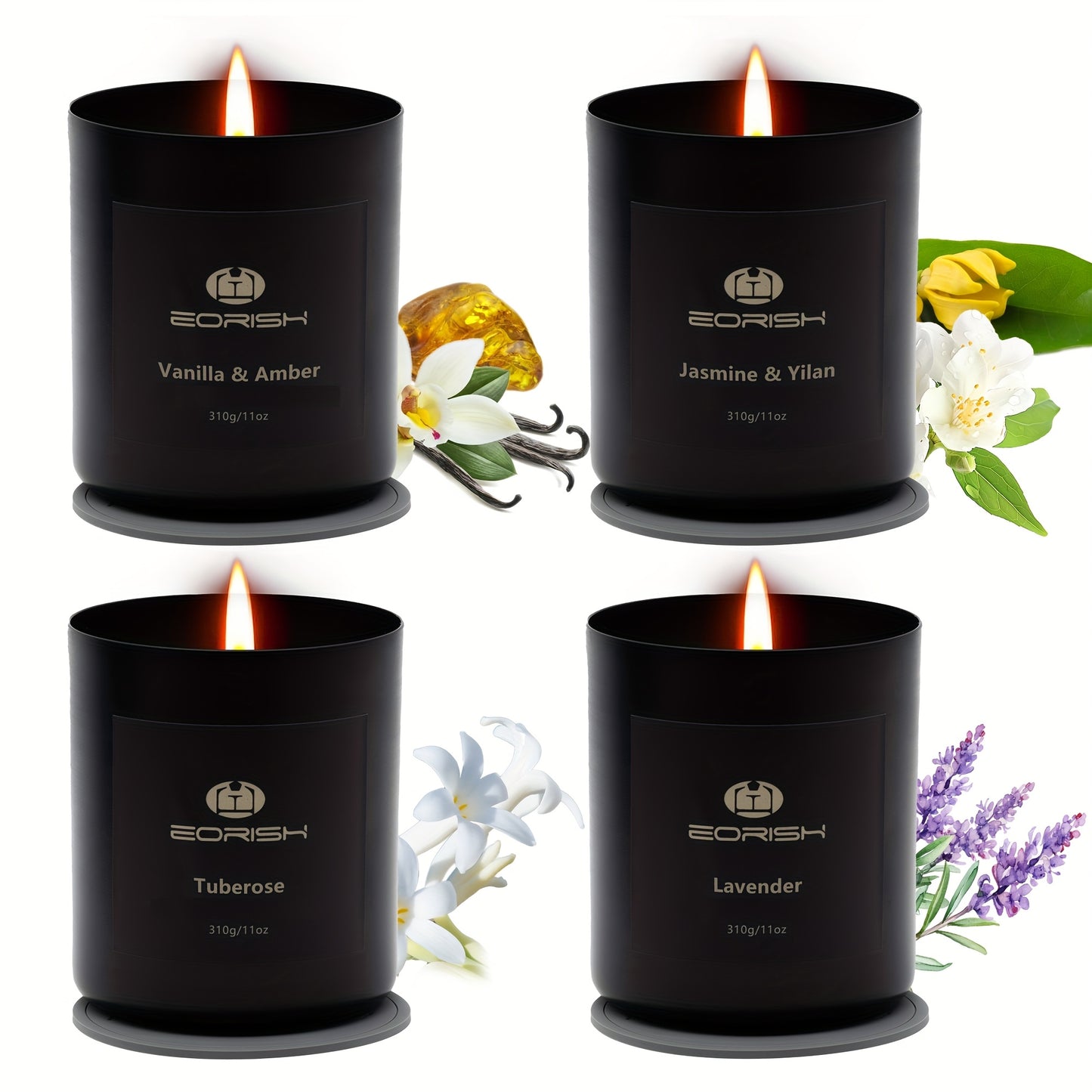 8pcs Gift Set, 44oz, 4 Scented Candles+4 Pads, Natural Crystal Candles Gift Set For Women Men, Nice Gift Set For Girlfriend, Wife, Sisters, Mom, Nurse, Employee, Christmas Gift, Thanksgiving Gift, Mother'S Day Gift, Birthday