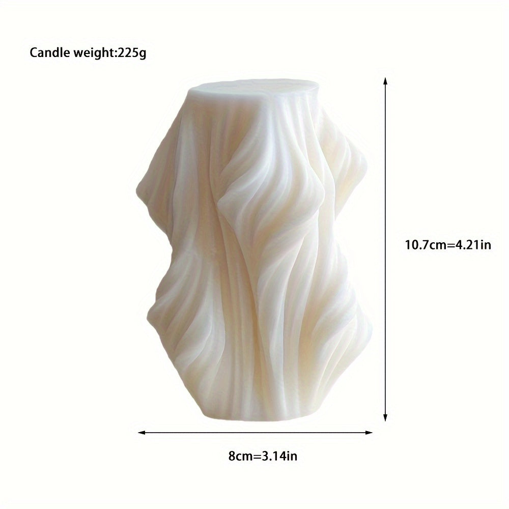 [Holiday Cheer, Aromatherapy Candle] Relaxing Spice Scent Handmade Soy & Beeswax Aromatherapy Candle - Modern Irregular Shape, Indoor/Outdoor Use, Minimalist Elegance, Geometric Wave Design, Scented Candles, Holiday Cheer