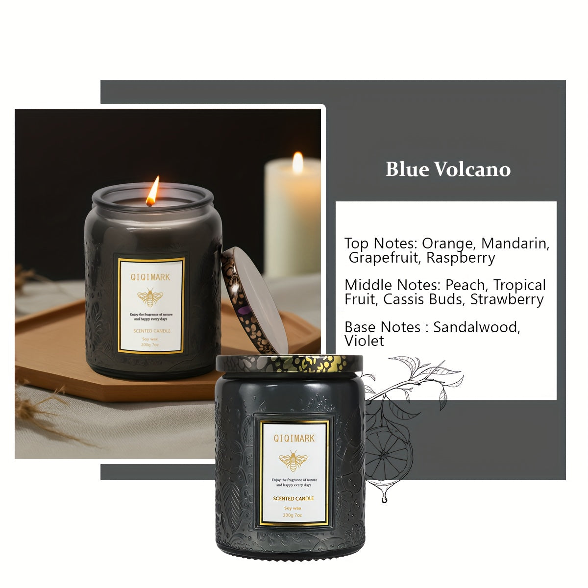 Scented Candles Large Wood Wicked Candles, Decorative Candles in Glass, Natural Soy Wax, 40 Hours Long Burning