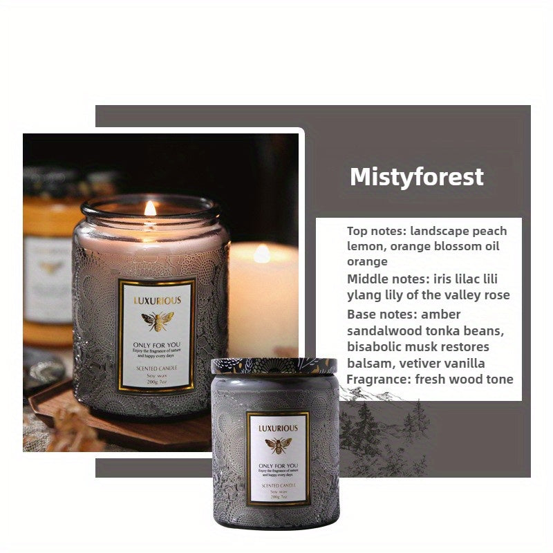 Scented Candles Large Wood Wicked Candles, Decorative Candles in Glass, Natural Soy Wax, 40 Hours Long Burning