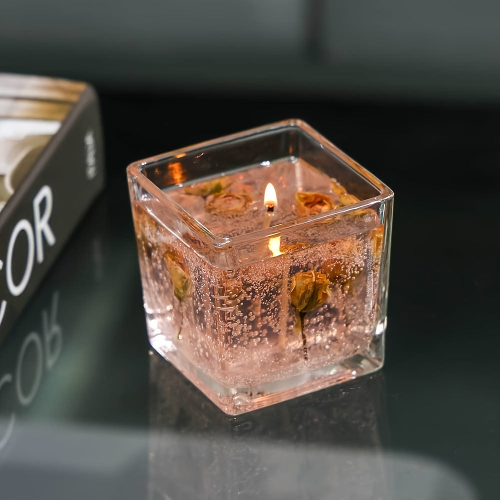Classic Generous Bottle Advanced Floral Candles, 550G Lavender/rose/orange Scented Candles, True Flower Inlay, Fragrance, Family Perfume Essential, Perfect Birthday Gift