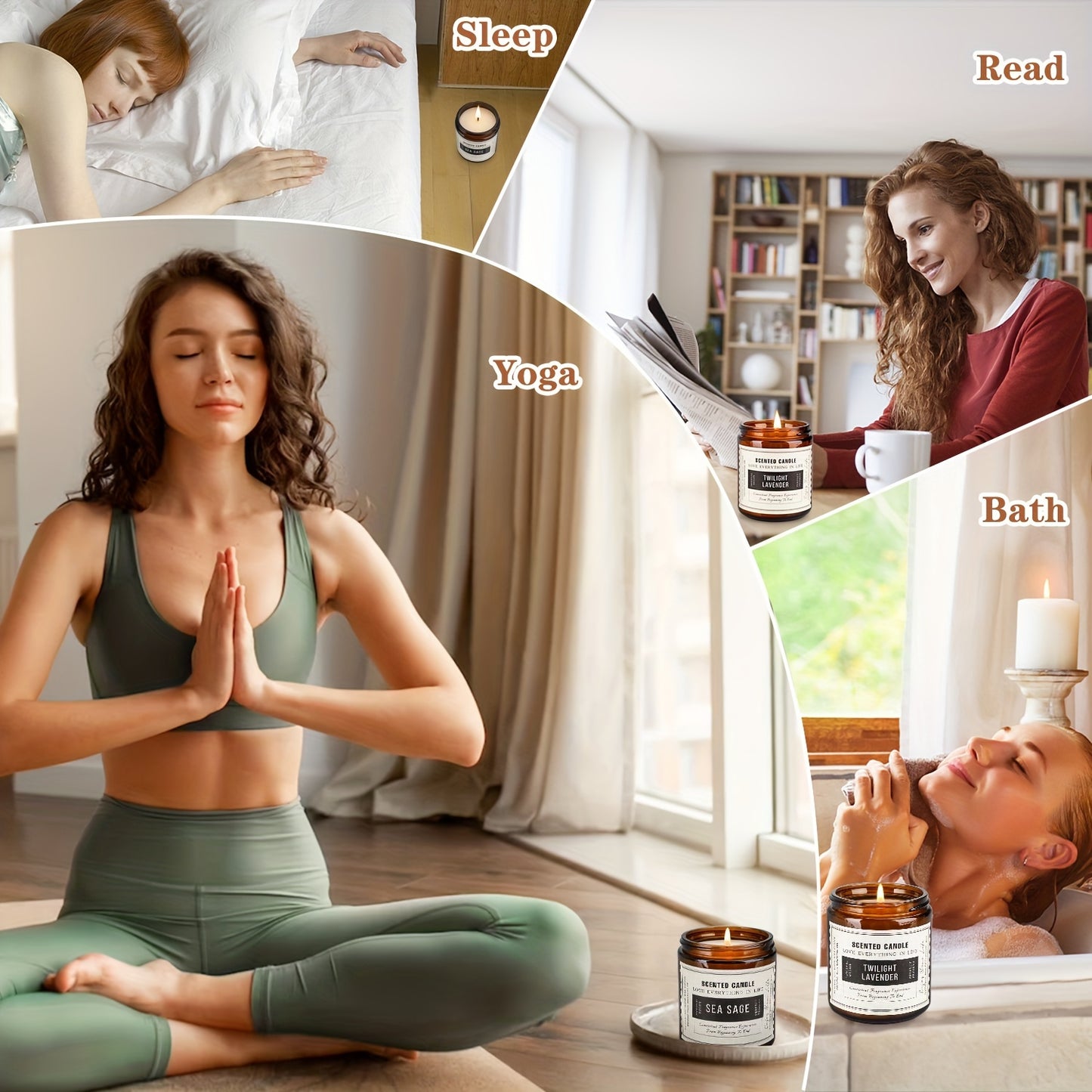 MXCUV 4-Pack Candle Gifts For Women, Lavender Candle Set For Women, 28 Ounces 200 Hours Lasting Candles, Sage Candles For Home, Scented Candles, Gift Set For Family And Friends