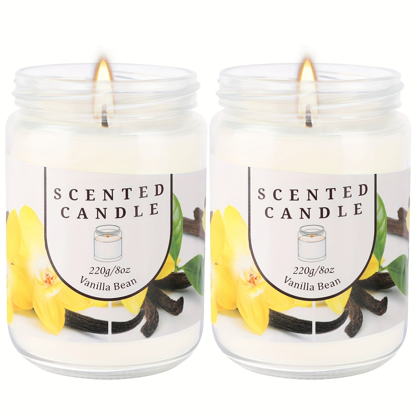 Pack of 2 Vanilla & Bean Blossom Odor Elimination Scented Candles Gift Set for Women, Soy Wax Candles for Home