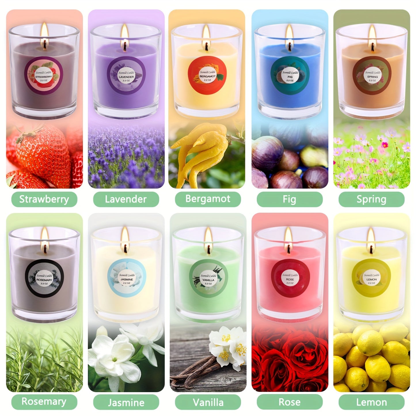 [Scented Candles Gift Set] 20 Packs of Strongly Scented Soy Wax Candles | 10 Scents, Glass Jar Candles Gift Set for Ladies Birthday, Mother's Day, Christmas, Valentine's Day, Halloween