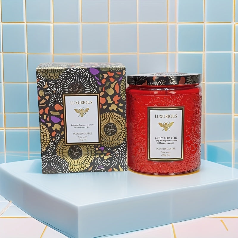 Scented Candles Large Wood Wicked Candles, Decorative Candles in Glass, Natural Soy Wax, 40 Hours Long Burning