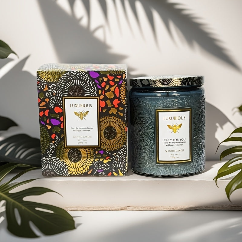 Scented Candles Large Wood Wicked Candles, Decorative Candles in Glass, Natural Soy Wax, 40 Hours Long Burning