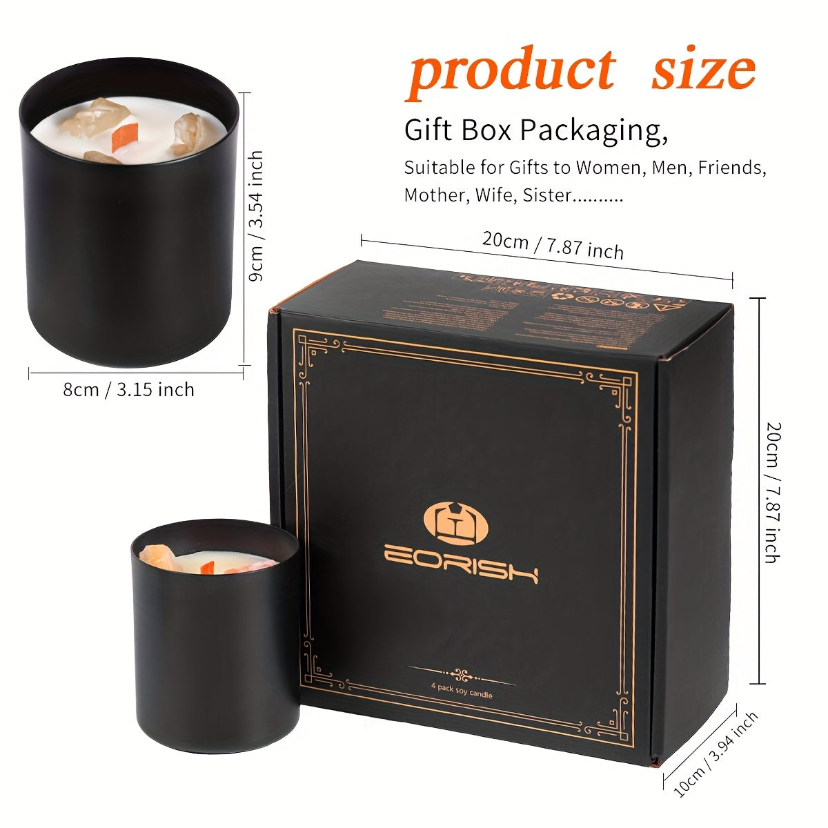 8pcs Gift Set, 44oz, 4 Scented Candles+4 Pads, Natural Crystal Candles Gift Set For Women Men, Nice Gift Set For Girlfriend, Wife, Sisters, Mom, Nurse, Employee, Christmas Gift, Thanksgiving Gift, Mother'S Day Gift, Birthday