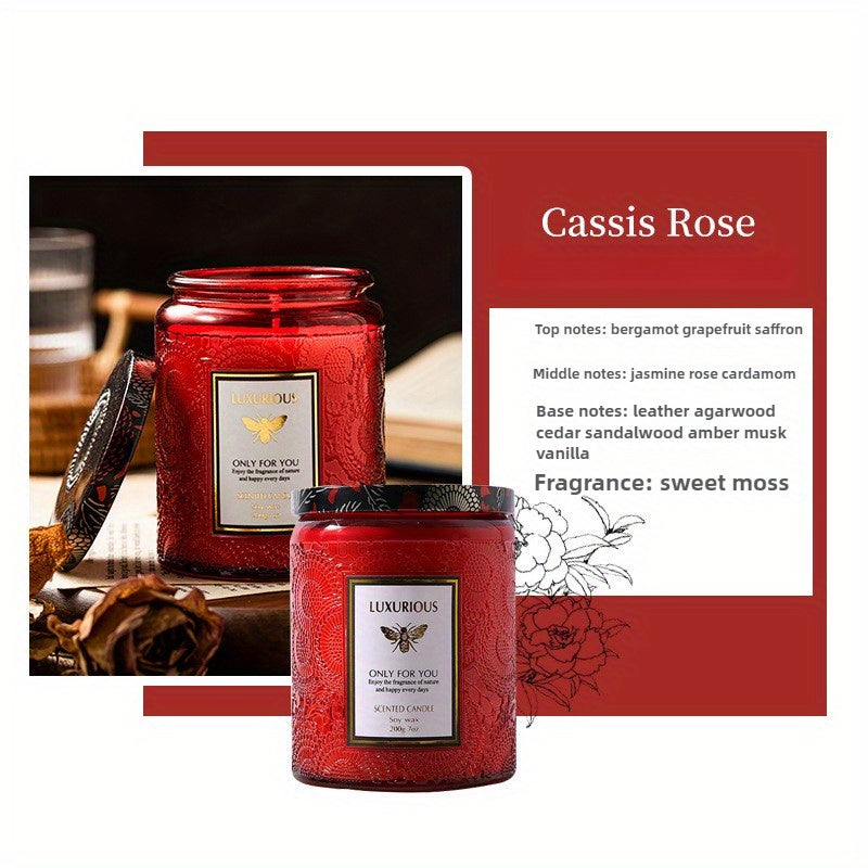 Scented Candles Large Wood Wicked Candles, Decorative Candles in Glass, Natural Soy Wax, 40 Hours Long Burning