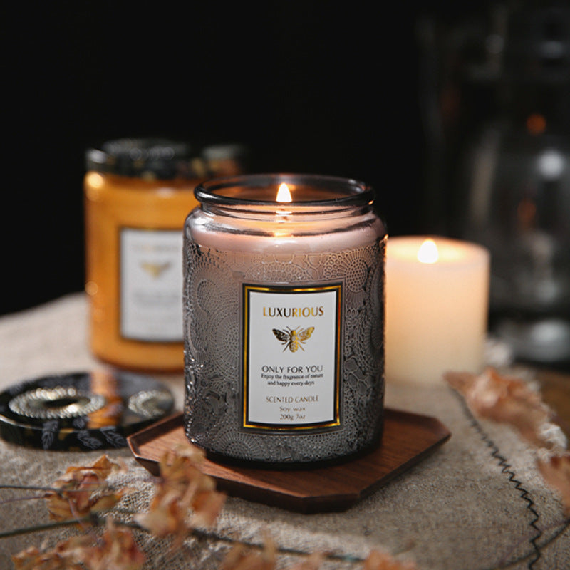 Scented Candles Large Wood Wicked Candles, Decorative Candles in Glass, Natural Soy Wax, 40 Hours Long Burning