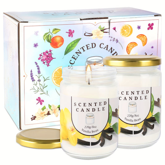 Pack of 2 Vanilla & Bean Blossom Odor Elimination Scented Candles Gift Set for Women, Soy Wax Candles for Home