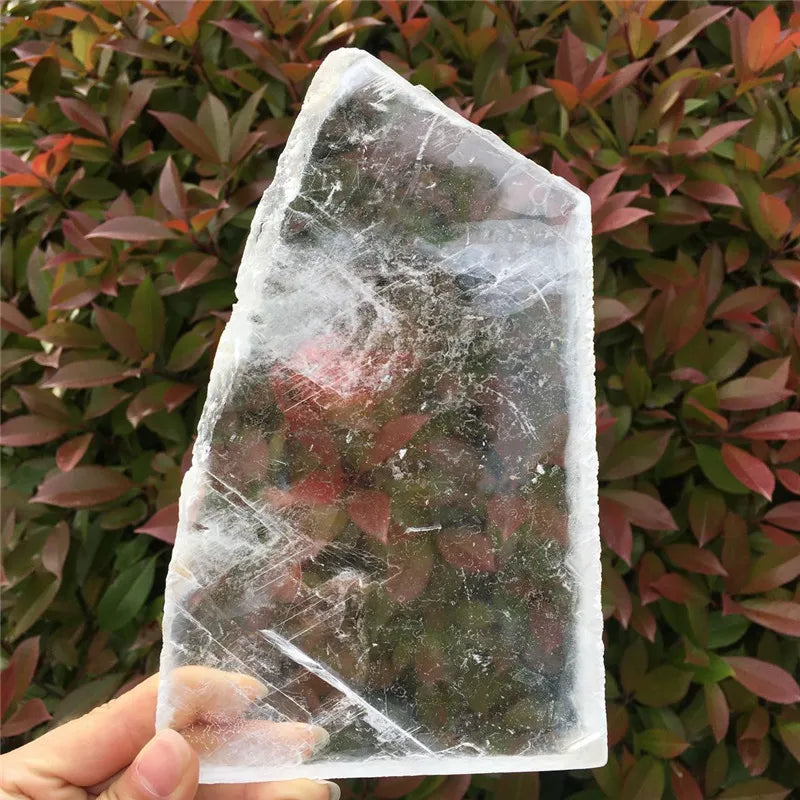 Natural White Raw Selenite Crystal Slab Transparent Gypsum Specimen Healing Reiki Decoration