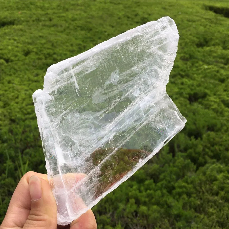Natural White Raw Selenite Crystal Slab Transparent Gypsum Specimen Healing Reiki Decoration