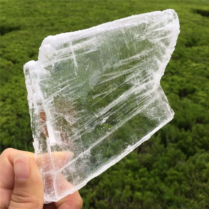 Natural White Raw Selenite Crystal Slab Transparent Gypsum Specimen Healing Reiki Decoration