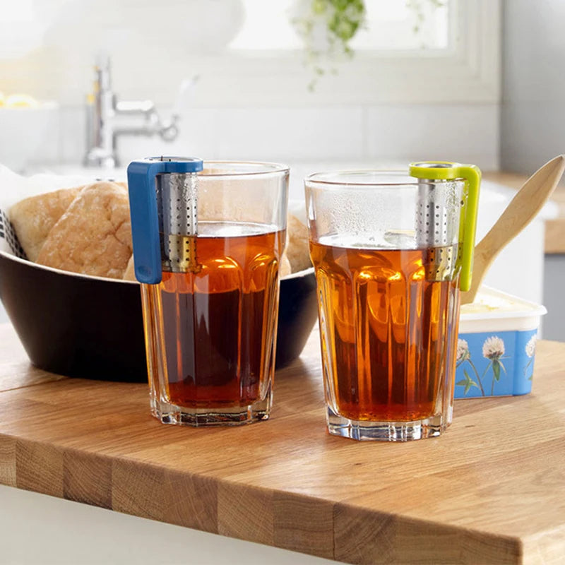 Stainless Steel Tea Infuser Loose Leaf Tea Diffuser Strainer Herbal Spice Filter Drinkware Tea Accessories With Handle Hanger