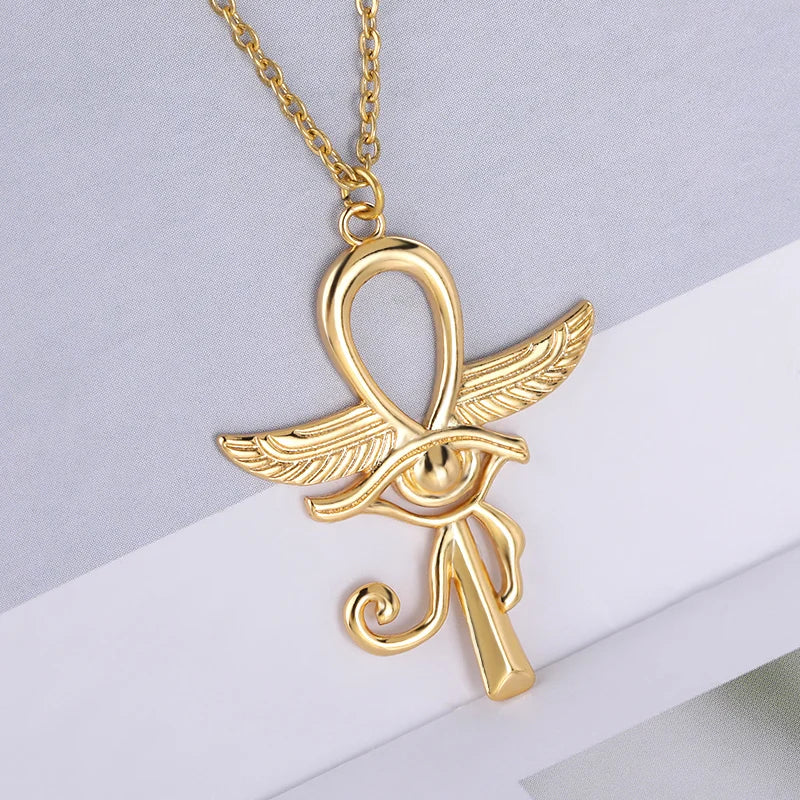 Simple CZ Eye of Horus Egypt Protection Charm Pendant Ankh Cross Religious Necklace for Women Choker Necklaces Jewelry