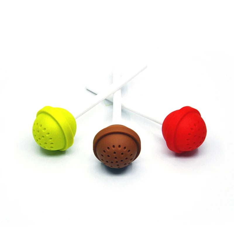 Silicone Tea Infuser Reusable Rubber Strainer Sweet Leaf Drop Tray Novelty Tea Ball Herbal Spice Filter Tea Tool Lollipop Sweet