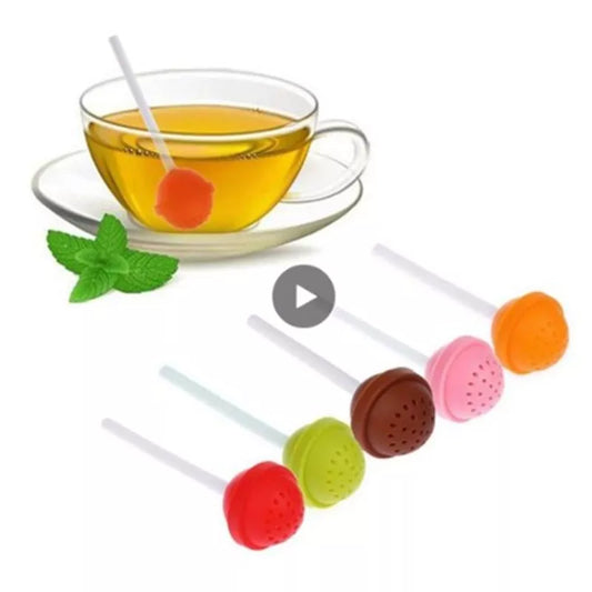 Silicone Tea Infuser Reusable Rubber Strainer Sweet Leaf Drop Tray Novelty Tea Ball Herbal Spice Filter Tea Tool Lollipop Sweet