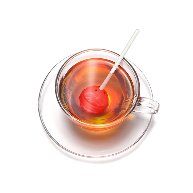 Silicone Tea Infuser Reusable Rubber Strainer Sweet Leaf Drop Tray Novelty Tea Ball Herbal Spice Filter Tea Tool Lollipop Sweet