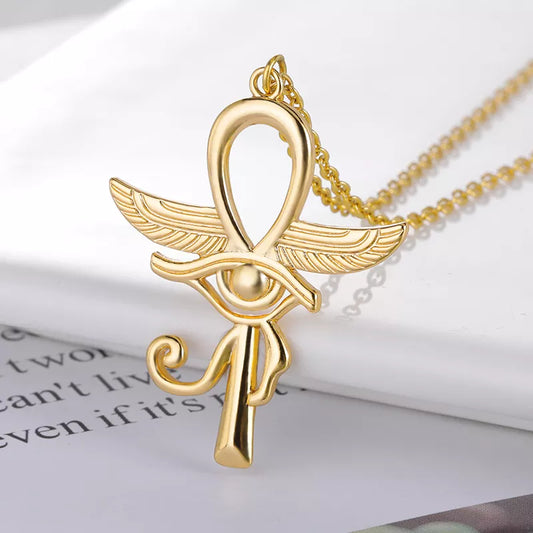 Simple CZ Eye of Horus Egypt Protection Charm Pendant Ankh Cross Religious Necklace for Women Choker Necklaces Jewelry