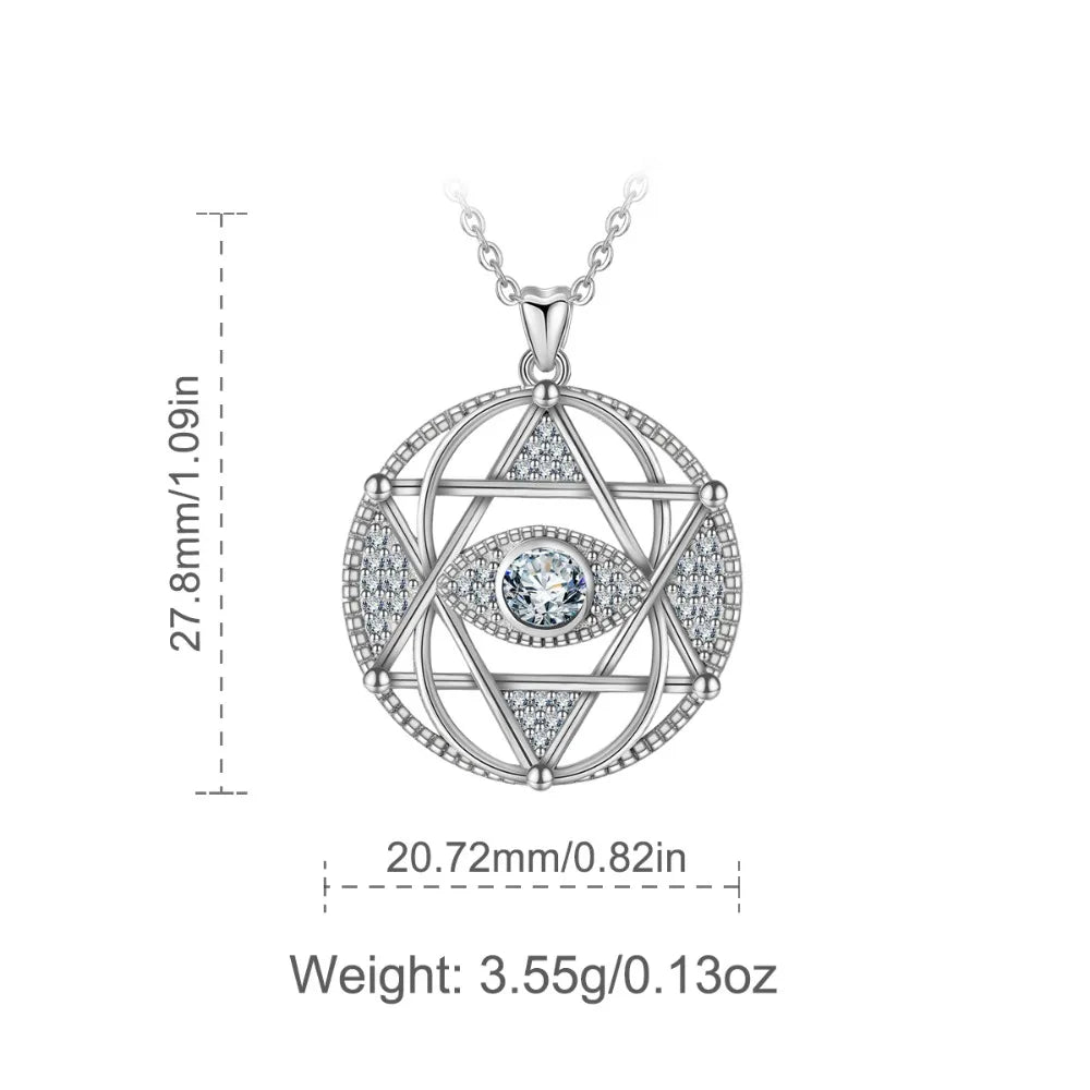 EUDORA 925 Sterling Silver Star of David & Evil Eye Pendant Necklace Fashion Hexagram Clear CZ Jewelry for Women Gift CYD320