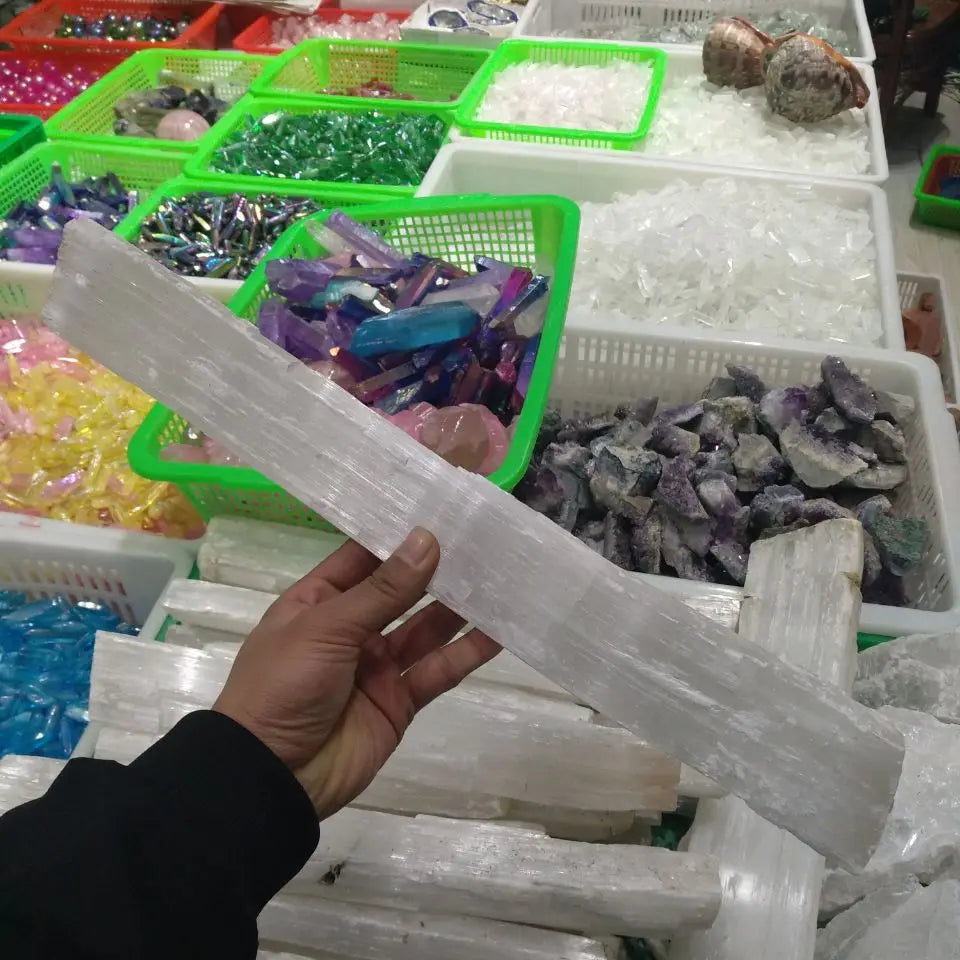 Selenite Sticks 7-10 Inch White Gypsum Crystals Wands Blades