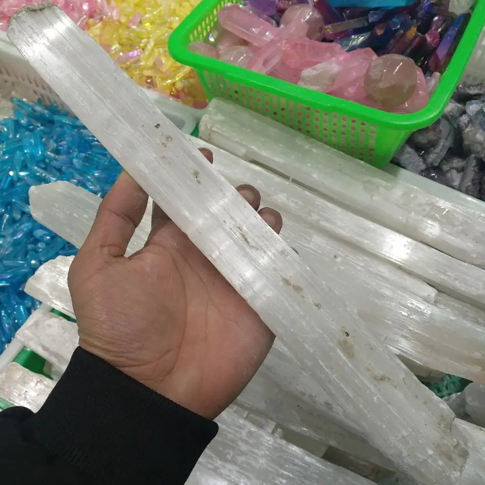 Selenite Sticks 7-10 Inch White Gypsum Crystals Wands Blades