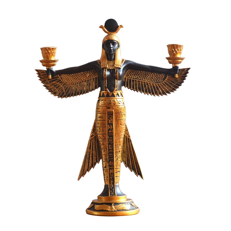 Hand painting Golden Resin Isis Figurine Ancient Egypt Goddess Model Classic Decoration Resin Figurines Craft Wine Rack Statue