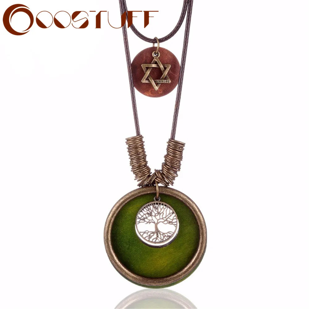 Long Chain Double Layer Chains for Women Neckless Choker Tree of Life Best Friends Pendant Israel Long Star of David Necklace