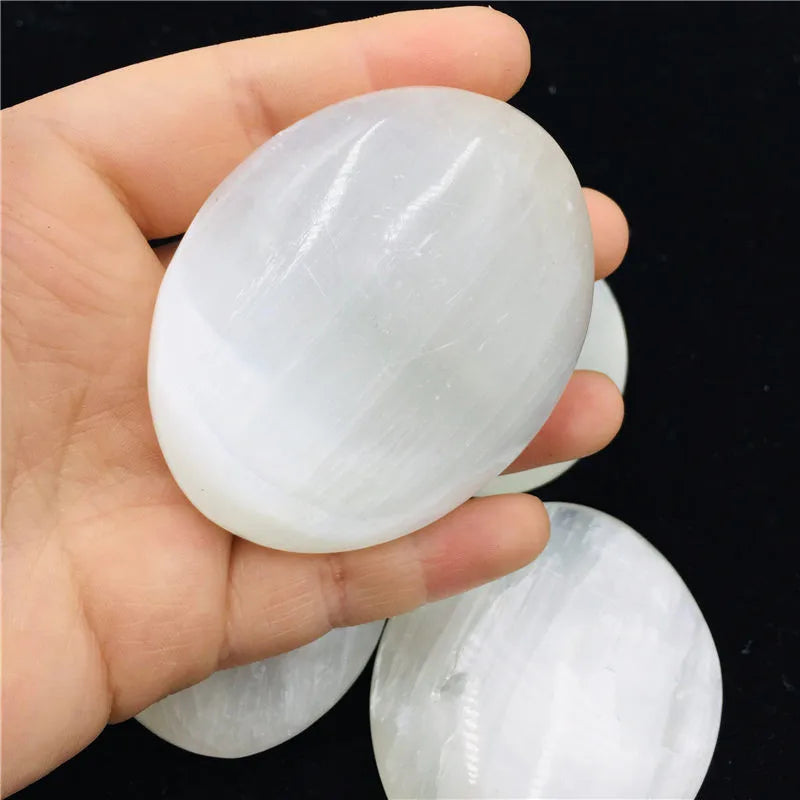 Natural Selenite Lamp Carved Pyramid Tower Healing Crystal Wand Heart Palm Stone Wicca Decor Point White  Plate Gift xyw