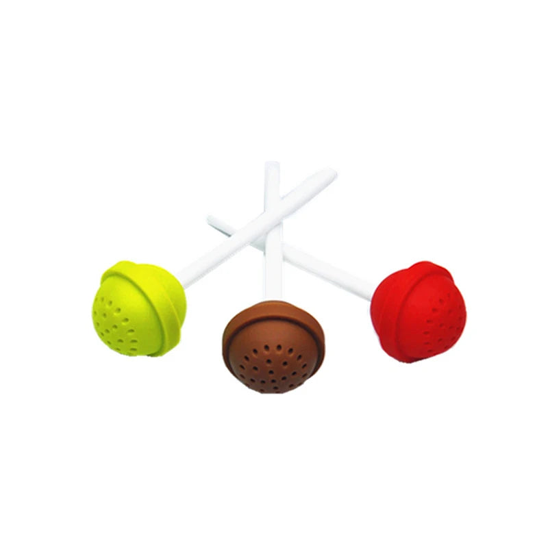 Silicone Tea Infuser Reusable Rubber Strainer Sweet Leaf Drop Tray Novelty Tea Ball Herbal Spice Filter Tea Tool Lollipop Sweet