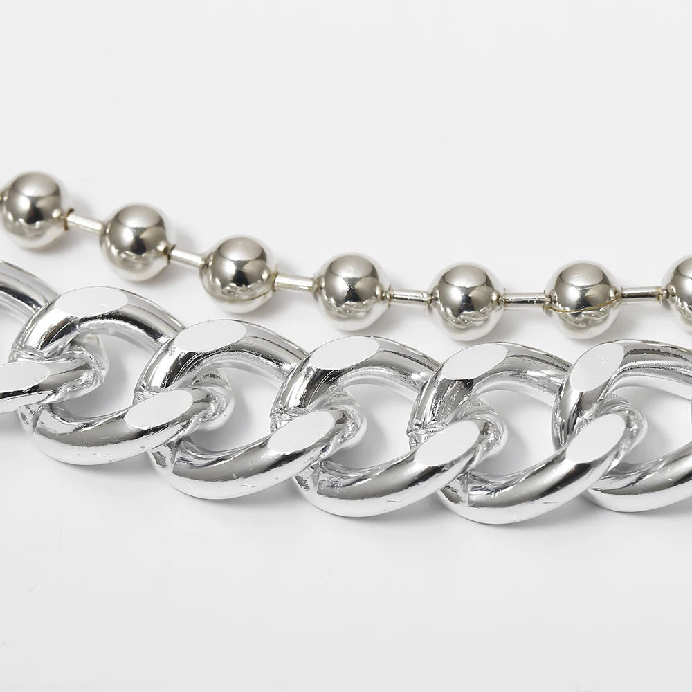 2020 New Fashion Silver Color Metal Ball Waist Chain Thick Body Chains For Women Boho Simple Adjustable Jewelrys Party Gift