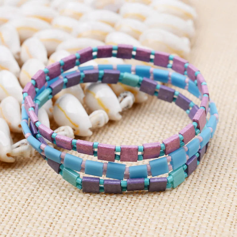 BOJIU 17 Styles Bohemian Miyuki Delica Tila Beads Bracelets For Women Summer Beach Jewelry Boho Gold Loom Custom Bracelet BC356