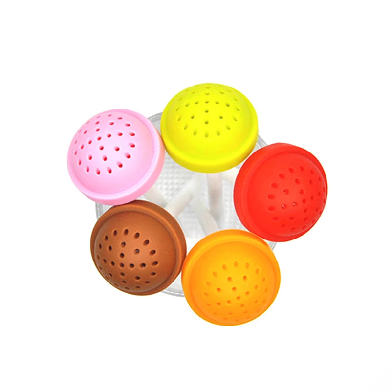 Silicone Tea Infuser Reusable Rubber Strainer Sweet Leaf Drop Tray Novelty Tea Ball Herbal Spice Filter Tea Tool Lollipop Sweet