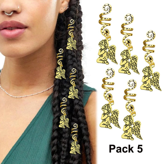 5x Guardian Angel Viking Beard Bead Rasta Dreadlocks Braid Hair Dress Clip Pin Set Biker Boho Women Accessories Statement Gift