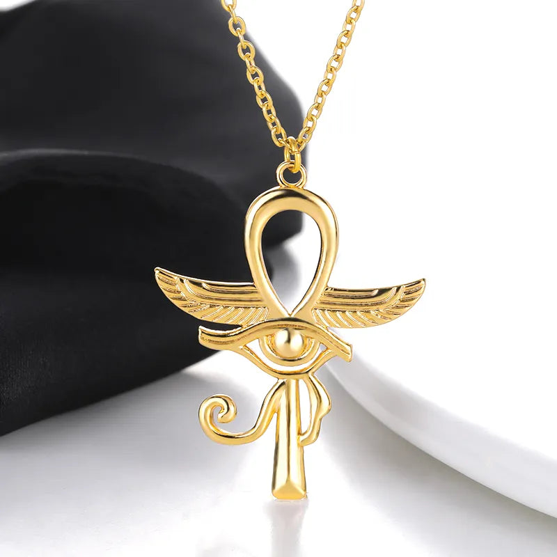 Simple CZ Eye of Horus Egypt Protection Charm Pendant Ankh Cross Religious Necklace for Women Choker Necklaces Jewelry