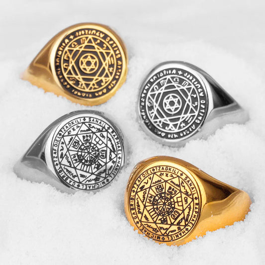 Constellation Patron Saint Star of David Amulet Stainless Steel Mens Rings for Male Boyfriend Jewelry Creativity Gift Wholesale