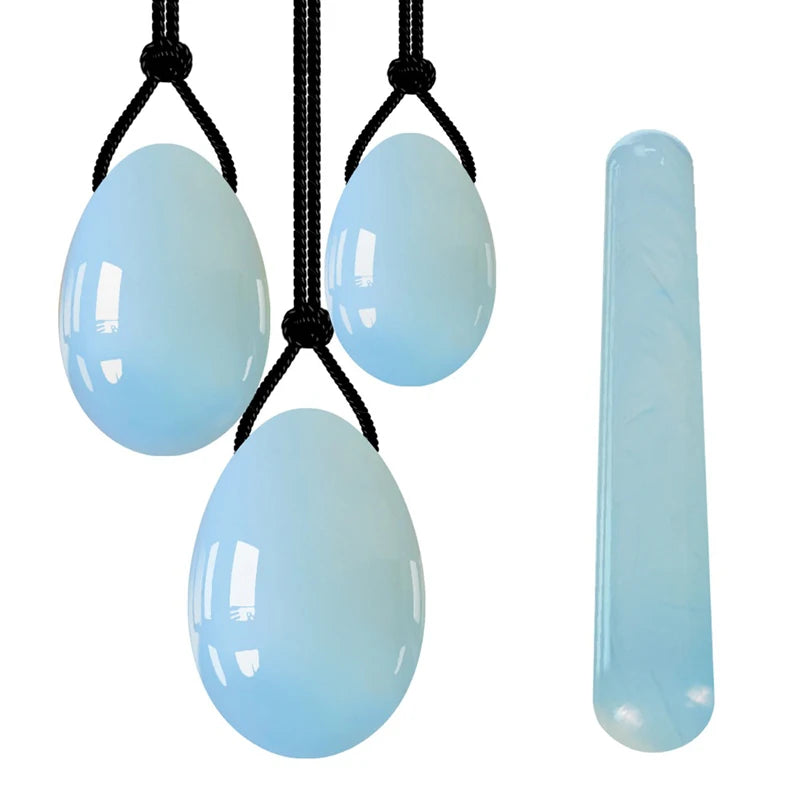 Opal Yoni Egg Set Natural Jade Eggs Vaginal Massage Crystal Ball Yoni Wand Muscle Tightening Jade Massager Kegel Exerciser