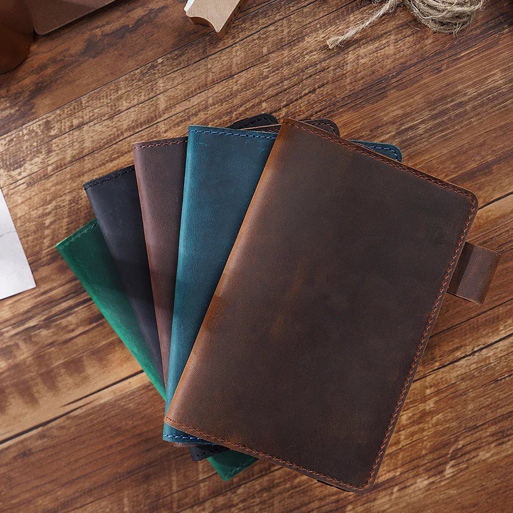 Genuine Leather Cover Notebook Pocket Journal Travel Field Book With Pen Folder Rope Design