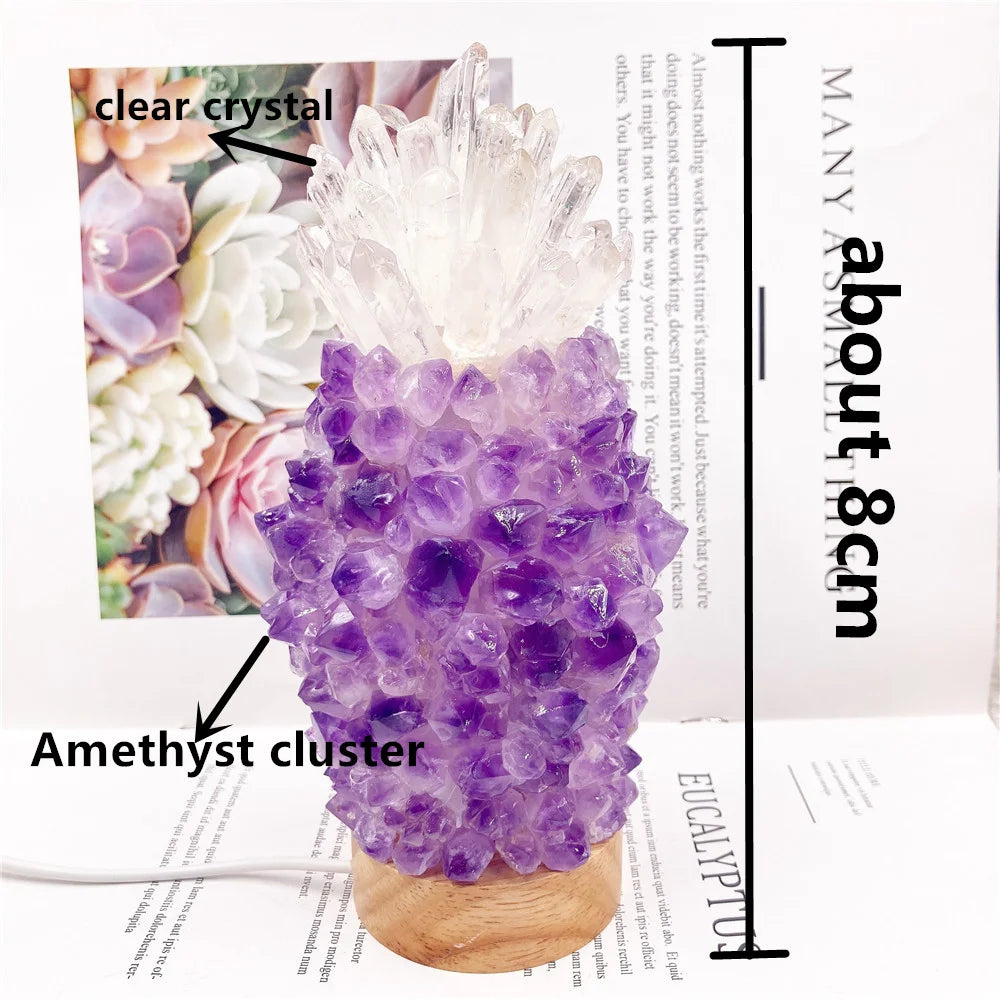 Natural Crystal Lamp USB Led Night Light Table Amethyst Cluster Lamp For Bedroom Bedside Bed Fixtures Home Decor Gift