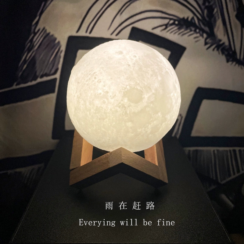 Creative Moon Light Charging Small Night Lamp Night Light Voice Bedside Lamp Bedroom Sleep Light Table Lamp Desktop Decoration