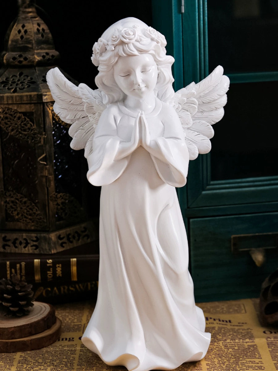 European Style Retro Young Adult Angel Ornaments American Style Resin Plaster Statue Little Angel Girl Table Decorations Furnishings