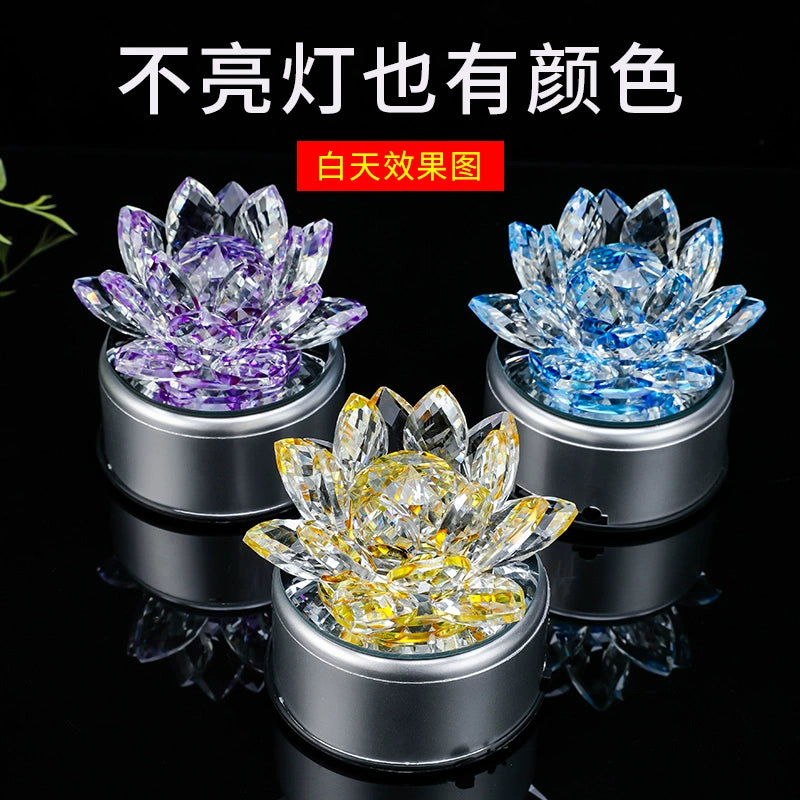 Led Lotus Lamp Desktop Accessories Crystal Ornament Decoration Lamp for Buddha Worship Charging Lotus Lamp Household Changming Buddha Hall Lamp