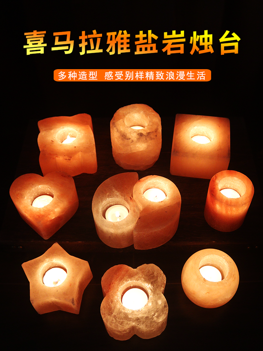 Imported Himalaya Natural Crystal Salt Light European Style Ornaments Romantic Candlelight Dinner Candlestick Buddha Lamp Buddha Supplies
