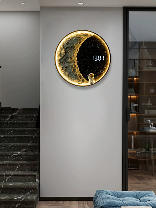 Moon Wall Lamp Living Room Wall Light Bulb Fancy Minimalist Modern Bedroom Bedside Lamp Moon-Light Lamp Creative Clock Light