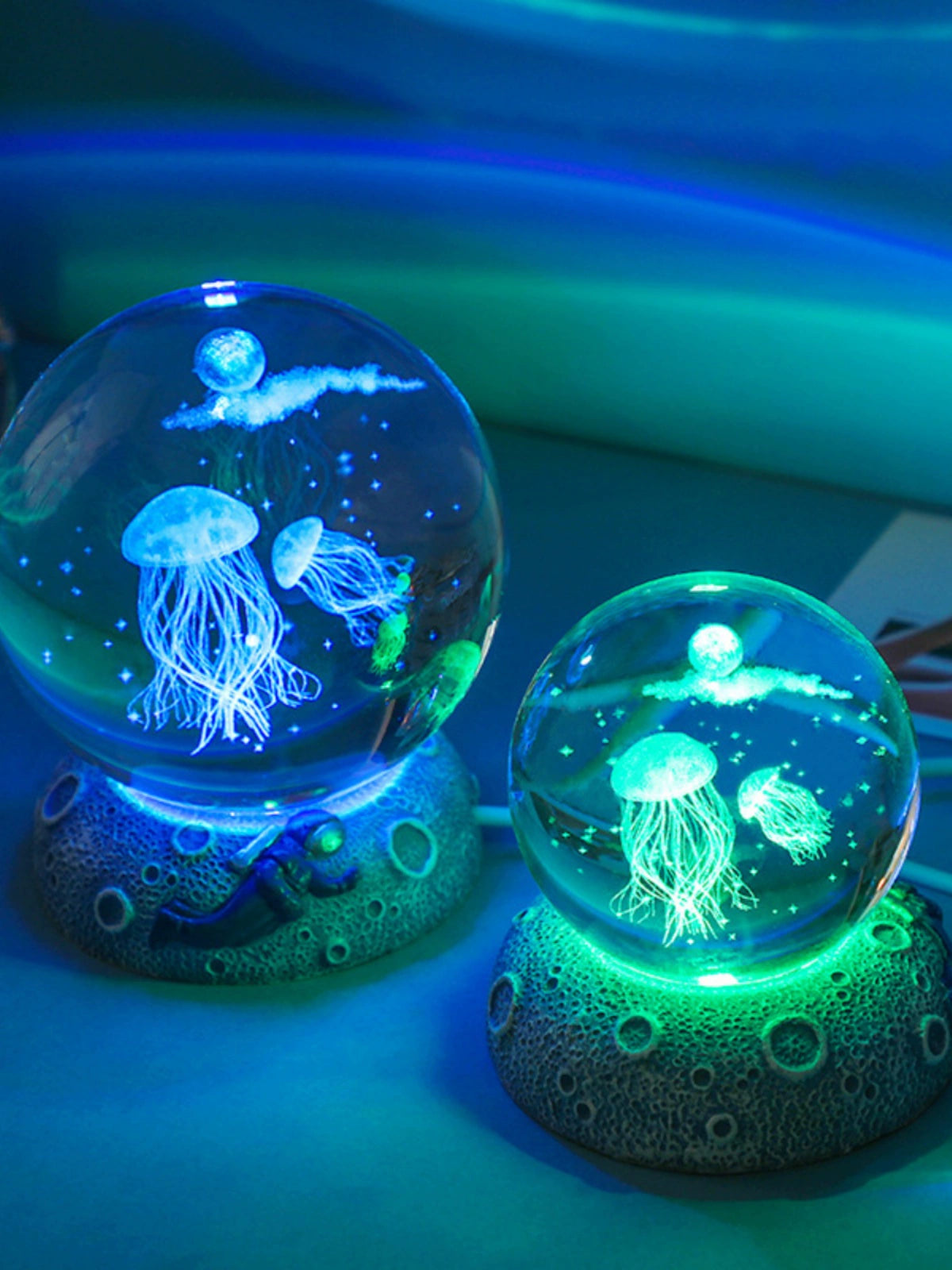 Creative Glow Crystal Ball Star Sea Night Light Gift Decoration 3D Laser Inner Carved Crystal Ball Send Student Gift