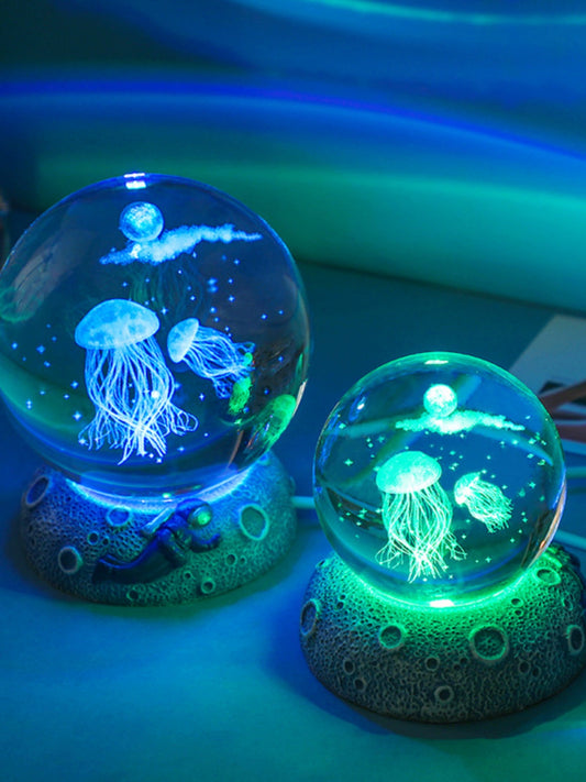 Creative Glow Crystal Ball Star Sea Night Light Gift Decoration 3D Laser Inner Carved Crystal Ball Send Student Gift