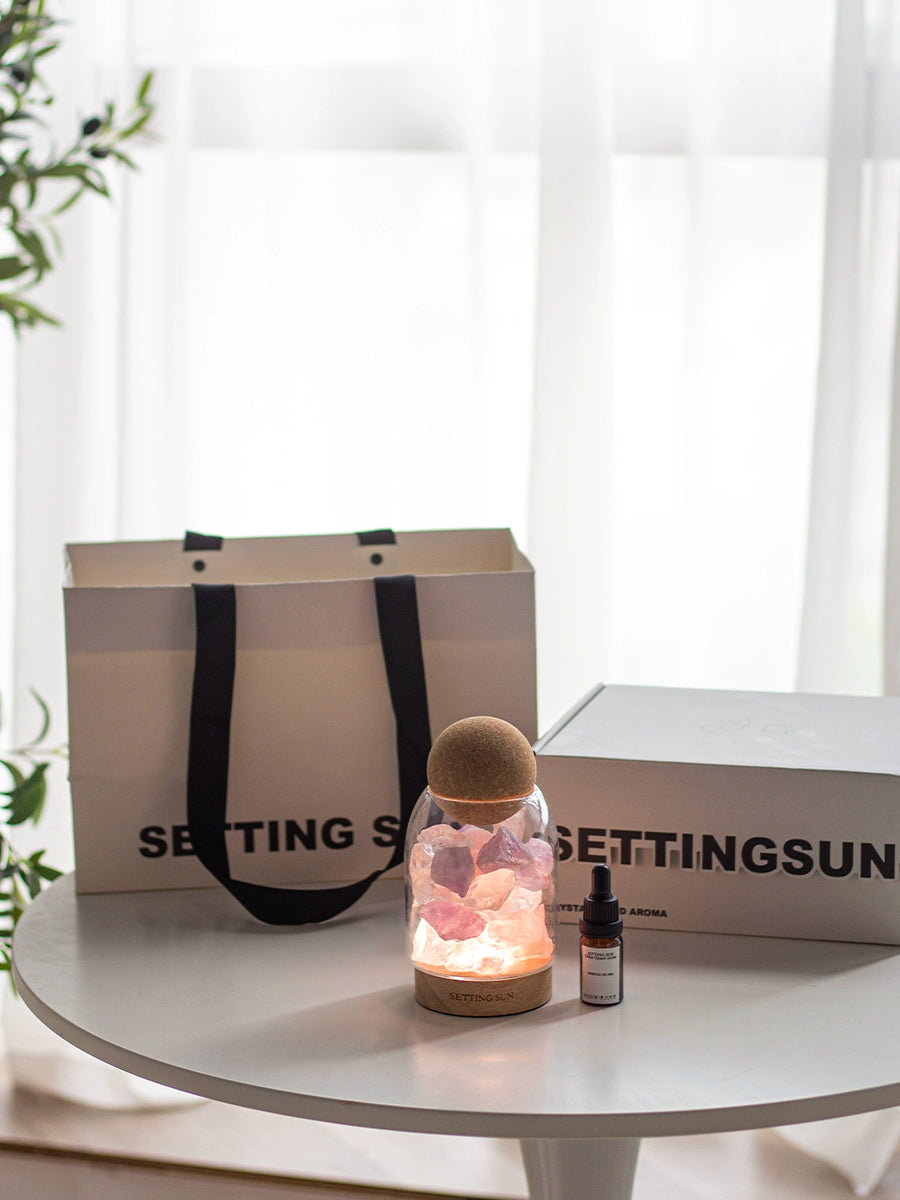 Fire-Free Aromatherapy Crystal Small Night Lamp Fragrant Stone Aromatherapy Oil Decoration Indoor Long-Lasting Aromatherapy Gift Box Gift