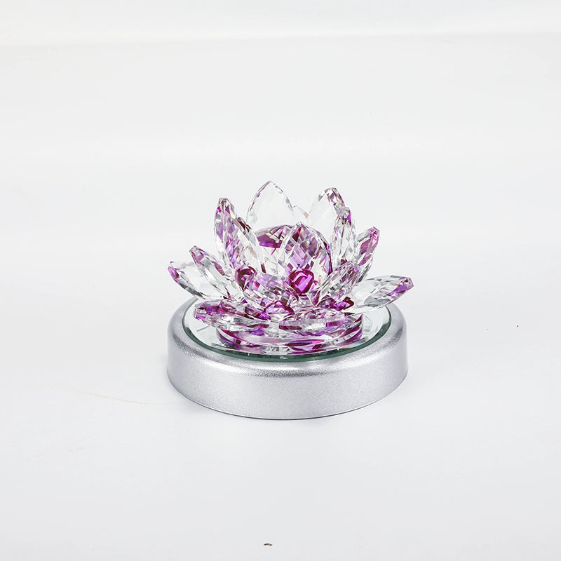 Led Lotus Lamp Desktop Accessories Crystal Ornament Decoration Lamp for Buddha Worship Charging Lotus Lamp Household Changming Buddha Hall Lamp