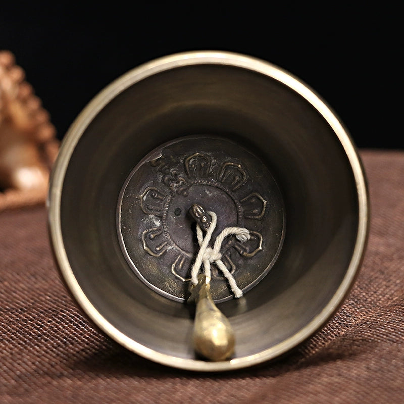 Nepal Handmade Gilding Five-Strand Diamond Bell Pestle Large Copper Bell Rattle Repair Ceremony Bell Tibetan Tantra Dharma-Vessel