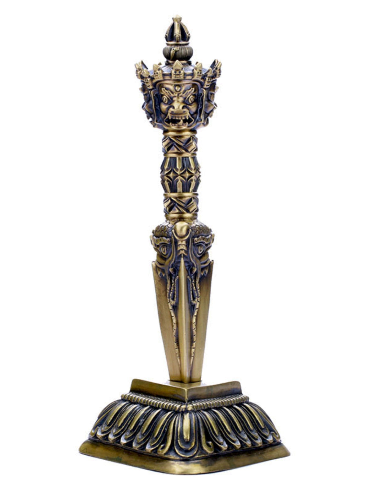 Pure Copper Three-Sided Puba Vajra Brass Yamantaka Tantric Dharma-Vessel Sterling Silver Monster Subduing Club Hand Pieces Boutique